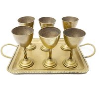 Mid-Century Modern Handarbeit Messing Aperitif Servierset - 7 Stück von GypsyTradingPost