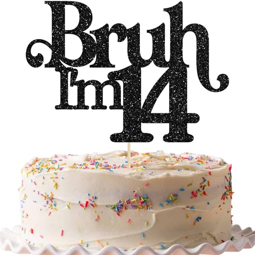 Gyufise 1 Packung Bruh I'm 14 Tortenaufsatz mit Glitzer, Aufschrift "Oh Yeah It's My 14 Birthday", Dude Bro I'm 14 Fabulous Cake Decorations for Cheers to 14 Years Happy 14th Birthday Partyzubehör von Gyufise