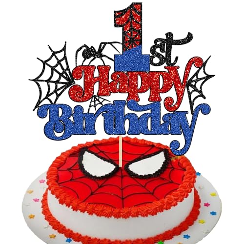 Gyufise 1 x Spinne "Happy 1st Birthday"-Kuchenaufsatz mit Glitzer, für Babyparty, Party, Kuchendekoration für Spinnen-Thema, Geburtstag, Jahrestag, Partyzubehör Gyufise 1 x Spinne "Happy 1st Birthday"-Kuchenaufsatz mit Glitzer, für Babyparty, Party, Kuchendekoration für Spinnen-Thema, Geburtstag, Jahrestag, Partyzubehör von Gyufise