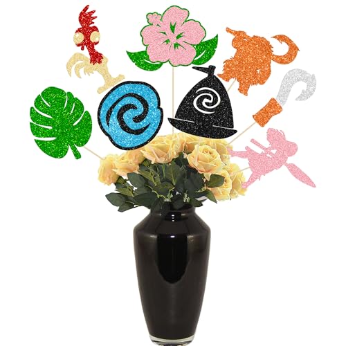 Gyufise 12 Stück Moa inspirierte Blumen-Mittelstück-Stäbchen, zusammengebaute Glitzer-Palmblatt-Blumentisch-Stäbchen für Sommer, tropisches Thema, Kindergeburtstag, Partyzubehör, orange-blau Gyufise 12 Stück Moa inspirierte Blumen-Mittelstück-Stäbchen, zusammengebaute Glitzer-Palmblatt-Blumentisch-Stäbchen für Sommer, tropisches Thema, Kindergeburtstag, Partyzubehör, orange-blau von Gyufise