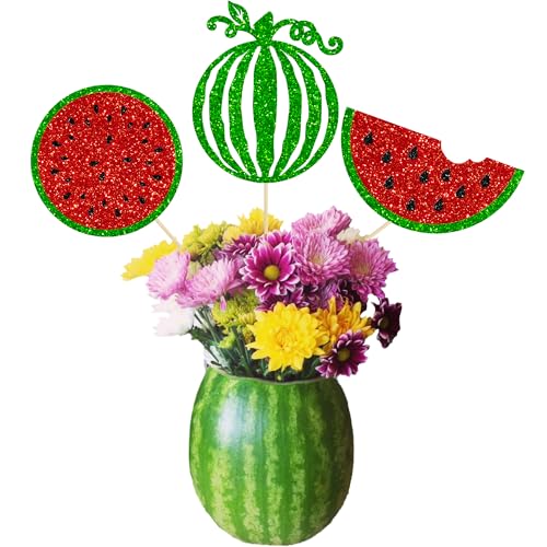 Gyufise 12 x Wassermelonen-Blumen-Mittelstück-Stäbchen, zusammengebaut, Glitzer, Sommer, tropische Früchte, Tischdekoration, für süße Sommer-Wassermelone, Kindergeburtstag, Party-Dekoration, Rot, Grün Gyufise 12 x Wassermelonen-Blumen-Mittelstück-Stäbchen, zusammengebaut, Glitzer, Sommer, tropische Früchte, Tischdekoration, für süße Sommer-Wassermelone, Kindergeburtstag, Party-Dekoration, Rot, Grün von Gyufise