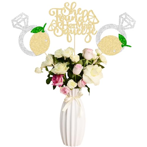 Gyufise 12 x Zitronenblüten-Mittelstück-Stäbchen zusammengebaut, Glitzer, "She Found Her Main Squeeze Table Centerpiece Sticks for Bridal Engagement Party Baby Shower Birthday Party Cake Supplies Gold Gyufise 12 x Zitronenblüten-Mittelstück-Stäbchen zusammengebaut, Glitzer, "She Found Her Main Squeeze Table Centerpiece Sticks for Bridal Engagement Party Baby Shower Birthday Party Cake Supplies Gold von Gyufise