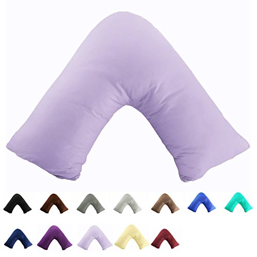 Gyulin-Kissenbezug aus 100% Baumwolle - Fadendichte: 300 – Solider Hotelverschluss – V-förmiger Kissenbezug (ohne Kissen), 100 % Baumwolle, hellviolett, V Shaped Pillowcase von Gyulin