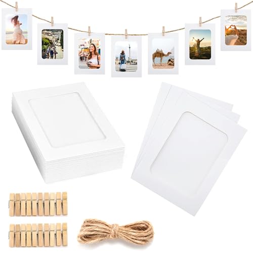 Gyxcelc 20 Stücke Fototaschen zum Aufhängen Weiß 10 x 15 cm Fotorahmen aus Pappe,Fotorahmen Papier Selbstklebende Bilderrahmen zum Foto Netz Klassenraum- mit Holzklammern und Hanfseilen Gyxcelc 20 Stücke Fototaschen zum Aufhängen Weiß 10 x 15 cm Fotorahmen aus Pappe,Fotorahmen Papier Selbstklebende Bilderrahmen zum Foto Netz Klassenraum- mit Holzklammern und Hanfseilen von Gyxcelc