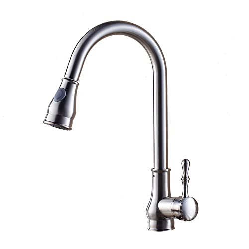 Wasserhahn Küche Küchenarmatur Mit 2 Funktionen Brause Spültischarmatur Mit Ausziehbar Brause Messing Einhebel 360° Drehbar Hoher Auslauf Gebürstet Spültischarmatur, Mischbatterie Küche von Gyxyyz