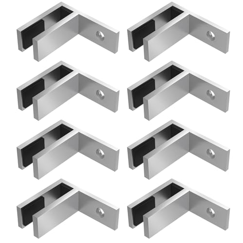 Gyykzz 8 Stück gebürstete Marine-Qualität T316 Geländerwand zu Glasklemmen, F-Form Edelstahl-Halterung, passend für 10 mm-13,5 mm dicke Balustrade, 90-Grad-Clip-Halter für Zaun, Balkondeck von Gyykzz