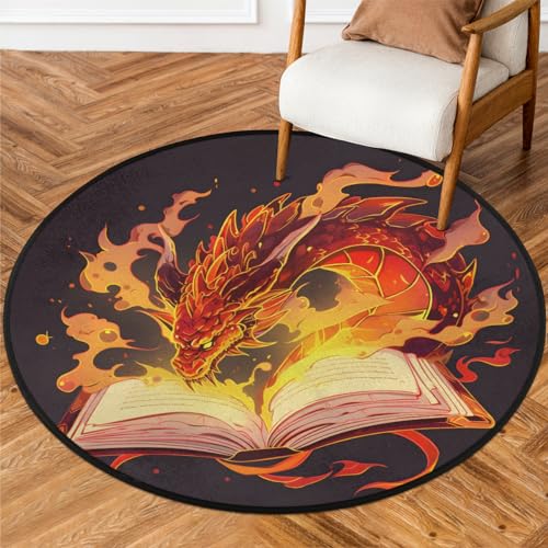 Teppich, 91,9 cm, magischer Drachen-Teppich, rund, rutschfest, saugfähig, für Erwachsene, Kinder, magischer Kreis, Teppiche für Schlafzimmer, Wohnzimmer, Kinderzimmer, Sofa, Heimdekoration, 91,9 cm Teppich, 91,9 cm, magischer Drachen-Teppich, rund, rutschfest, saugfähig, für Erwachsene, Kinder, magischer Kreis, Teppiche für Schlafzimmer, Wohnzimmer, Kinderzimmer, Sofa, Heimdekoration, 91,9 cm von GzLeyigou