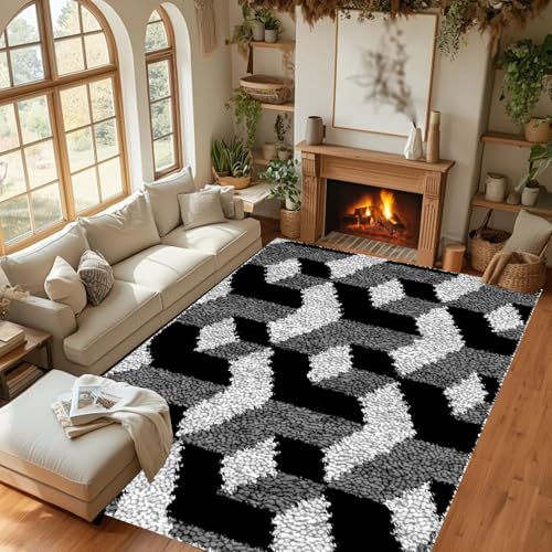 Gzaebji 40 x 70 cm Knüpfteppich Zum Selber Knüpfen Knüpfen Set Erwachsene Latch Hook Kit Groß DIY Handwerk Knüpfen Set Teppich Knüpf Sets Kreuzstich Set Teppich-Bastelset für Erwachsene von Gzaebji