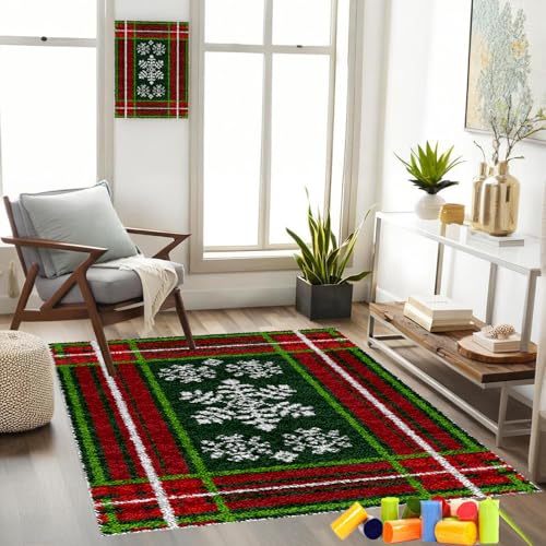 Gzaebji KnüpfsetsSelbst Knüpfen Set für Erwachsene Latch Hook Kit, Kreuzstich-Set, 40 x 70 cm Knüpfteppich Zum Selber knüpfen knüpfen Set Erwachsene Teppich Handarbeit für Anfänger Heimdekoration von Gzaebji