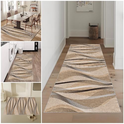 Gzaebji Teppich Läufer Flur Waschbar rutschfest Küchenläufer Küchenteppich Modern Carpet Fussmatte auf Maß Meterware Flurteppich Innen Teppichläufer für Küche FlurWohnraum Teppichläufer 60 x 110 cm von Gzaebji
