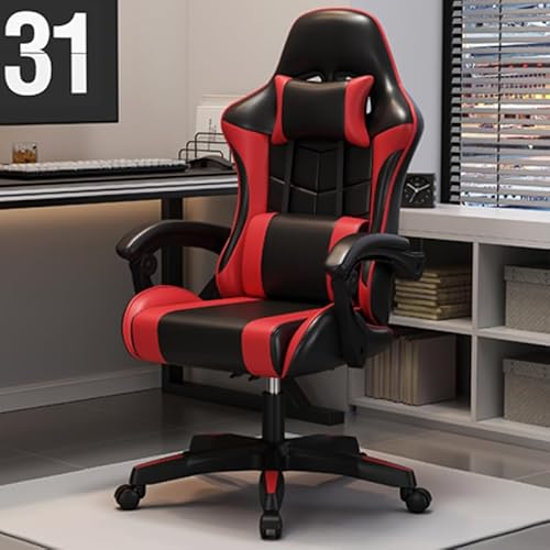 Ergonomische Gaming Stuhl, hohe Rückenlehne, Computerstühle Computerstühle Racing Bürostühle Sessel, Höhenverstellbar Liegestuhl Schreibtischstuhl 150kg Belastbarkeit (rot & schwarz) von Gziztx
