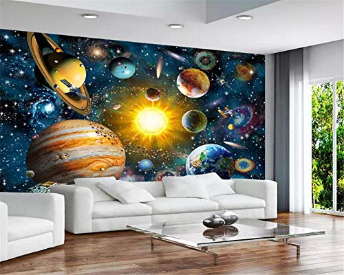 3D Fototapete Cartoon Weltall Sternenhimmel Kinderzimmer Hintergrundbild Tapete 300x210cm von GzkMcc