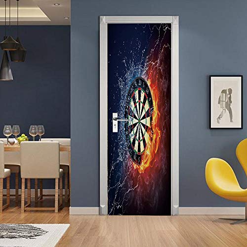 Gzltd Türtapete TürPoster Selbstklebend Darts 3D Türaufkleber Türfolie PVC Wasserdicht Ölfest Tapete Fototapete für Tür Wohnzimmer Schlafzimmer Küche und Bad 77x200cm von Gzltd