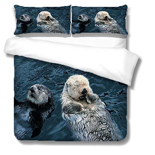 Gzsyb Bettwäsche Bettbezug Set 135x200 cm Mikrofaser - Otter - 3D Digital Drucken Bettbezüge Set und Kissenbezug Betten Schlafzimmer - 1 Bettbezug + 1 Kissenbezüge von Gzsyb