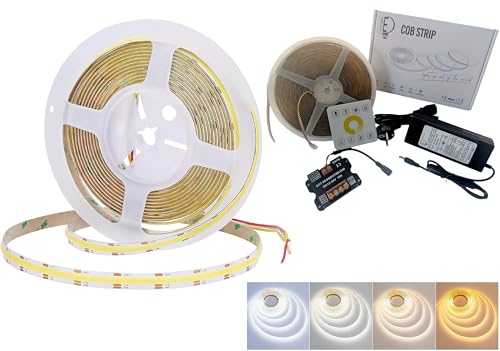 COB CCT LED Strip Set. 2700K – 6500K LED COB Streifen, Dimmbar, 560 LEDs/M, Selbstklebend Led Band Lichtleiste; Steuerbar, Touch Panel; 24V Adapter (CCT (2700K-6500K Weiß), 10 Meter Set (komplett)) von H+H Leipzig