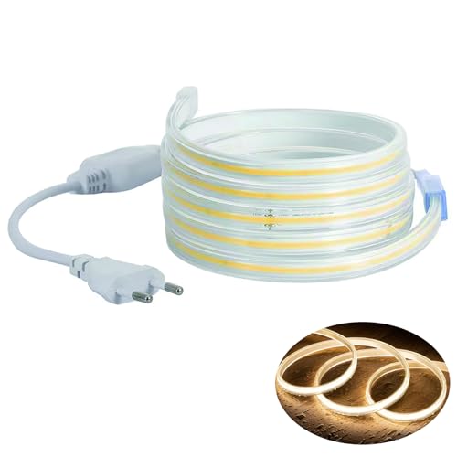 H+H Leipzig LED COB Strip Streifen (Teilmöglichkeit aller 10 cm) + IP20 Netzkabel mit Eurostecker.(Warmweiß, 240LEDs/M, ohne Schalter, 08 Meter) von H+H Leipzig