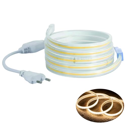 H+H Leipzig LED COB Strip Streifen (Teilmöglichkeit aller 10 cm) + IP20 Netzkabel mit Eurostecker. (03 Meter, Warmweiß, 240LEDs/M, ohne Schalter) von H+H Leipzig