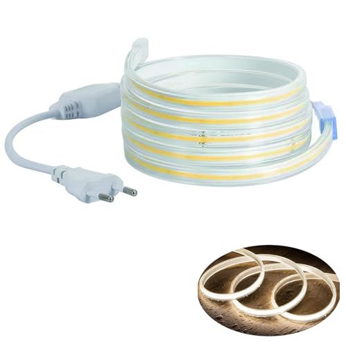 H+H Leipzig LED COB Strip Streifen (Teilmöglichkeit aller 10 cm) + IP20 Netzkabel mit Eurostecker. (Neutralweiß, 240LEDs/M, ohne Schalter, 01 Meter) von H+H Leipzig