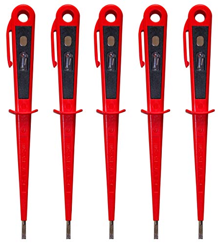 H+H Werkzeug 45800 5 x 45800 Europrüfer/Spannungsprüfer/Phasenprüfer bis 250V GS geprüft nach VDE 0680 Made in Germany, rot/schwarz, 190 mm, 45800 VDE von H + H WERKZEUG