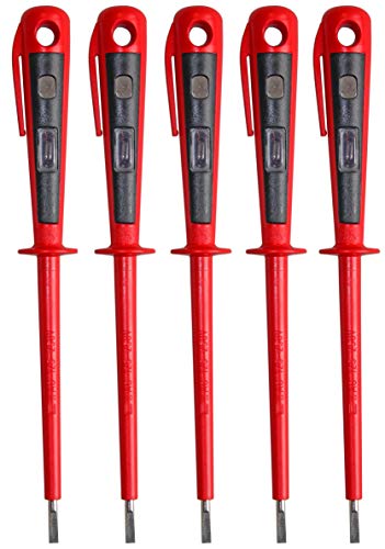 H+H Werkzeug 45900 5 x 45900 Europrüfer/Spannungsprüfer/Phasenprüfer bis 250V GS geprüft nach VDE 0680 Made in Germany, rot/schwarz, 190 mm von H + H WERKZEUG