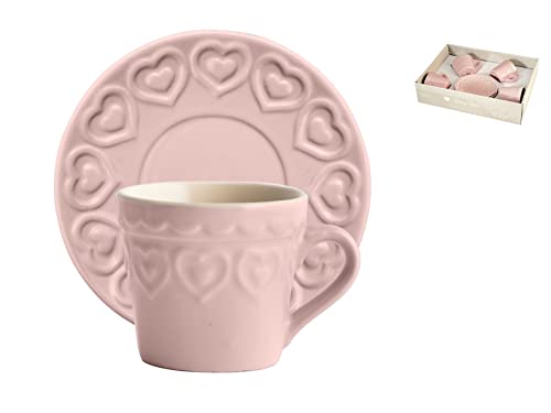 H&h set 4 tazze caff fairylove colore rosa con piatto cc165 von H+H