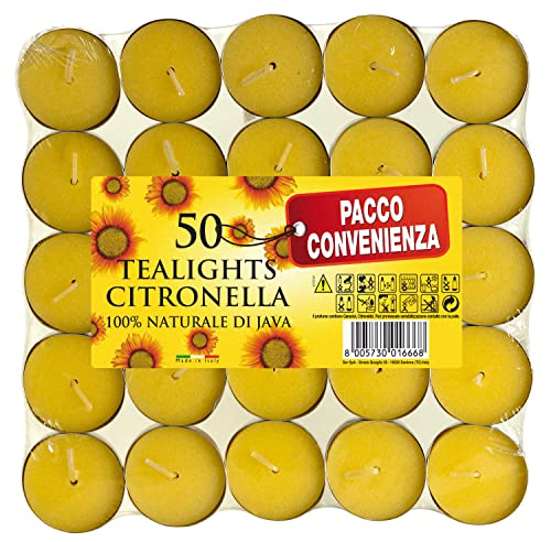 H+H 22524 Packung 50 Tealights Citronella, 19x19x3 cm von H+H