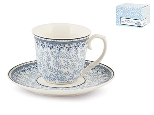 H&h set 2 tazze caff blue dream in porcellana con piatto cc90 von H&H