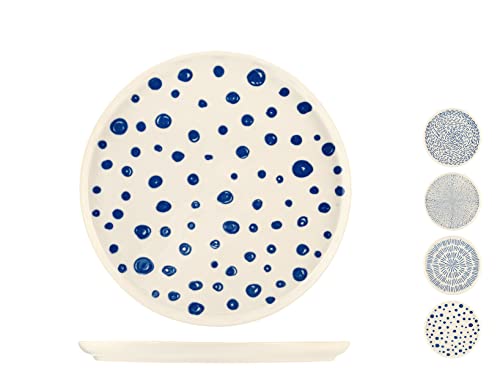 H+H Atlas Piatto Frutta in Stoneware, Decori Assortiti, Colore Blu e Bianco, 21cm von H+H