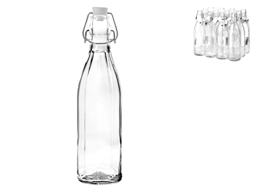 H+H Coste Flasche mit mechanischem Deckel, Glas, transparent, 0,5 l, durchsichtig, M von H+H