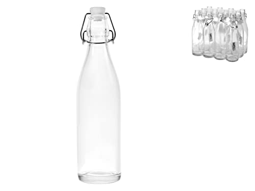 H&H Glatte Flasche mit mechanischem Deckel, Glas, transparent, 0,5 l, durchsichtig, M von H&H