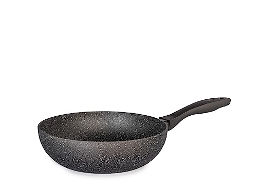 H&H Stone Grey Wok in Alluminio con Rivestimento Antiaderente Stone, 24cm, Induzione von H&H