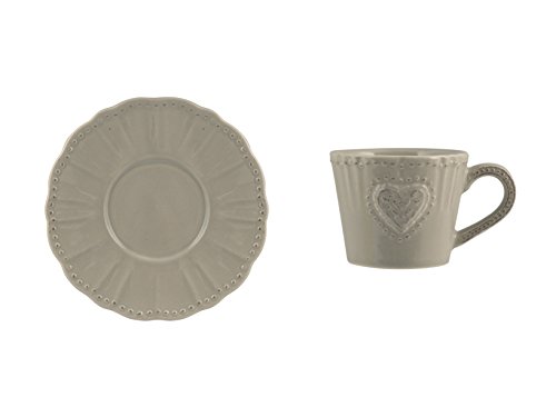 H&h set 6 tazze caff celine in stoneware con piatto grigio cc100 von H&H