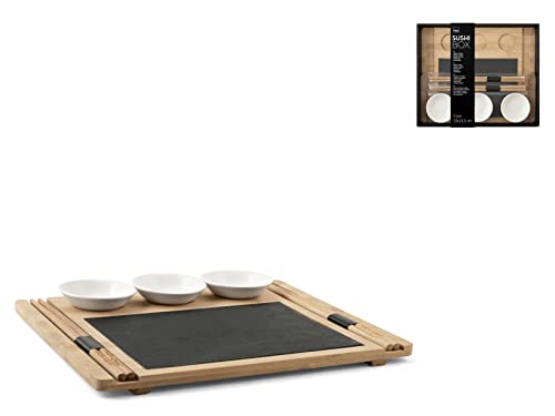 Sushi box 9 pezzi in legno e ardesia 24x29 cm von H+H