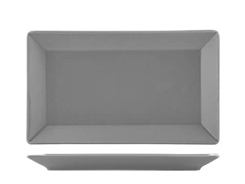 H&H 6625316 Osaka-Teller, rechteckig, Stoneware, Grau, 25 x 15 cm von H+H