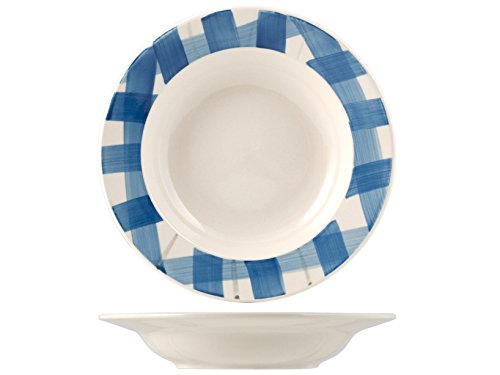 H&h set 6 piatti fondi, stoneware, righe blu, cm21 von H&H