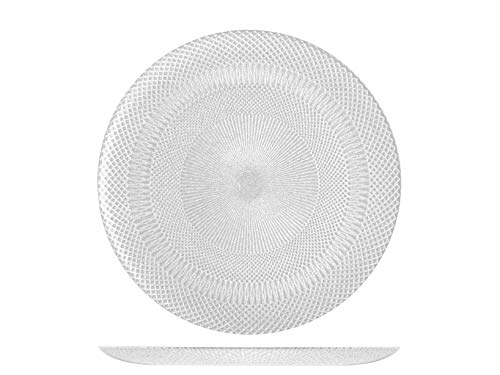 Confezione 6 piatti piani glam in vetro bianco cm28,5 von H+H