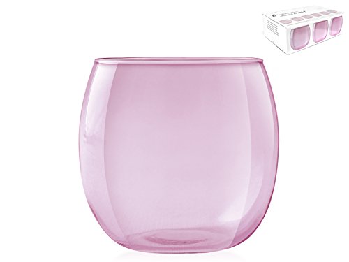 H&h set 6 bicchieri acqua bubbly orchidea in vetro rosa cc 460 von H+H