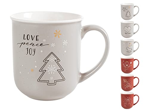 H&H Hollyxmas Set 6 Mug, New Bone China, cc385 von H&H