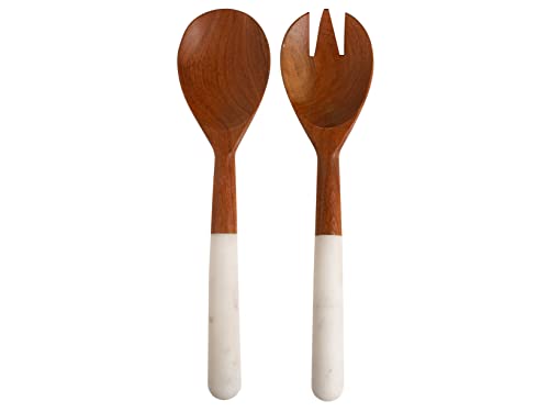 H&H Perlmutt 2er Set Salatbesteck aus Holz, 30 cm von H&H