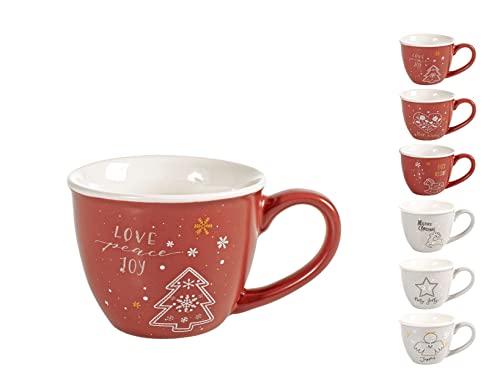 H&H Xmas Kaffeetassen, New Bone China, cc90, mehrfarbig, 6 Stück von H+H