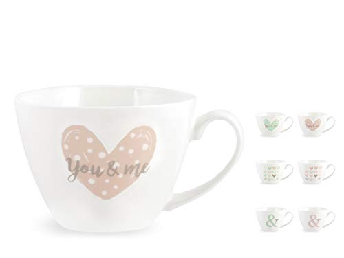 H&h set 6 tazze jumbo you&me in new bone china cc430 von H&H