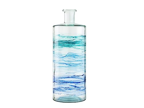 H&h vaso frances in vetro riciclato decorato azzurro h 40 cm von H&H