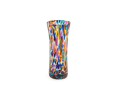 H&h vaso svasato in vetro decorato multicolor cm 7x18x7 von H&H