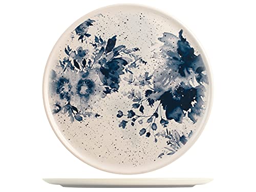 H&h piatto tondo indigo in stoneware beige e blue cm 32 von H&H