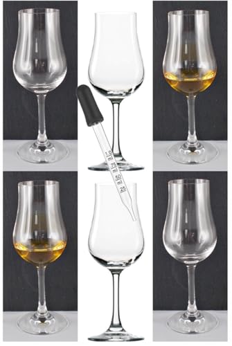 6 Stölzle Nosing Whisky Tasting Stil Whiskey Gläser + 1 Pipette zum feinen Dosieren und Aromenverfeinerung von H-BO