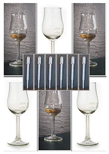 H-BO 6 Bugatti Whisky Whiskey Gläser mit Rastal Design Stilglas Whiskyglas Whiskeyglas + 6 Pipetten zum feinen dosieren von H-BO