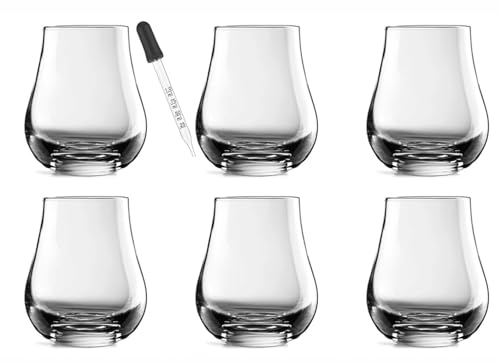 H-BO 6 Spey Urban Whisky Whiskey Tasting Gläser Tumbler 25cl + 1 Pipette mit Skala aus Glas von H-BO