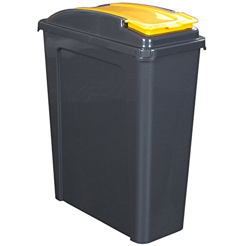 H-Collection 25 Liter Recyclingtonne mit abnehmbaren Deckel 40x19x51cm in Graphit-Gelb - Mülleimer Abfalleimer Eimer Papierkorb Abfallsammler Recycling von H-Collection