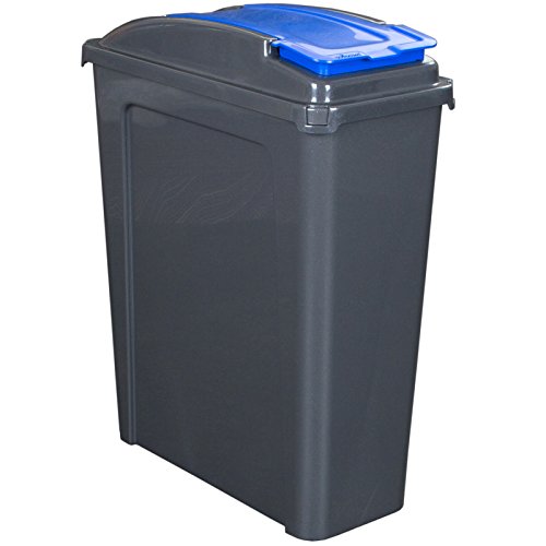 H-Collection 25 Liter Recyclingtonne mit abnehmbaren Deckel 40x19x51cm in Graphit-Blau - Mülleimer Abfalleimer Eimer Papierkorb Abfallsammler Recycling von H-Collection