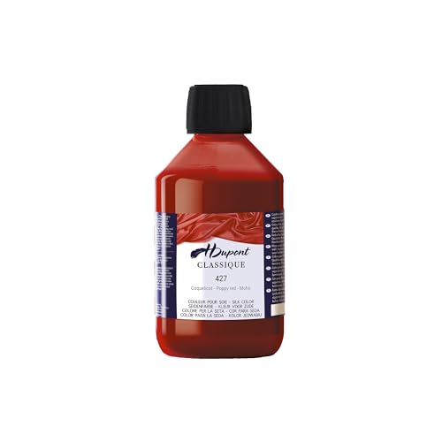 H DUPONT DU0600250427C - Peinture Sur Soie Coquelicot N°427 - Pot De 250 ml - Colorants acides pour une qualité supérieure - Idéale pour les professionnels von H Dupont